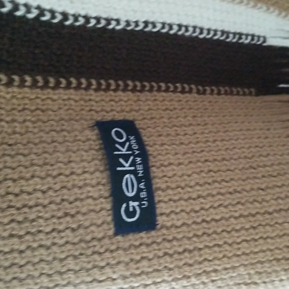 Men's Gekko Scraf with Fringes NWT in Tan, Brown & Cream - Picture 2 of 3
